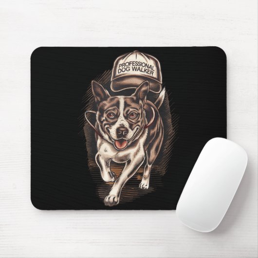 Dog Waking Professional Dog Walker Hat Graphic  Mousepad (Mit Mouse)