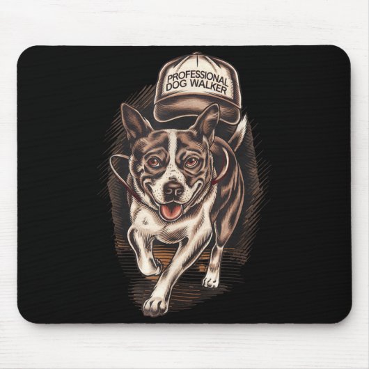 Dog Waking Professional Dog Walker Hat Graphic  Mousepad (Vorne)