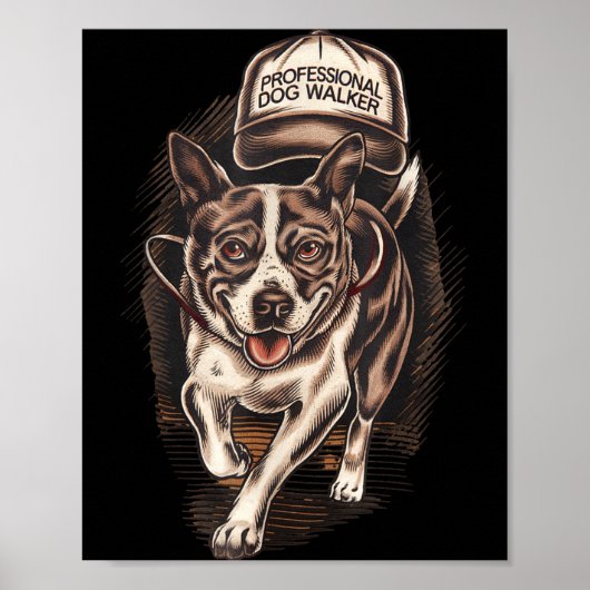 Dog Waking Professional Dog Walker Hat Graphic Poster (Vorne)