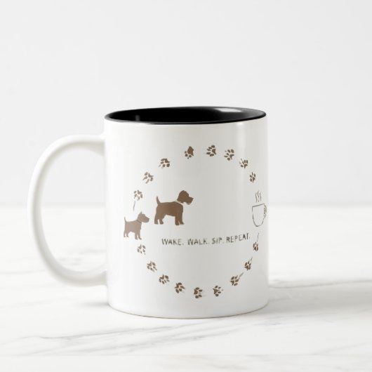 Dog Walk & Coffee Routine Mug Zweifarbige Tasse (Links)