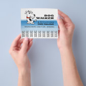 Dog Walker 5.6 x 4.5 Abreißen Flyer Blau & Weiß (Gruppe)