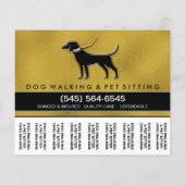 Dog Walker 5.6 x 4.5 Abreißen Flyer Gold & Black (Hinten)