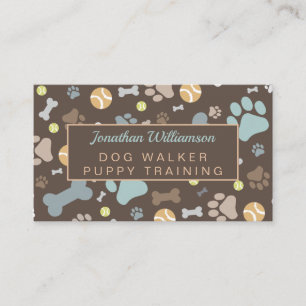 Dog Walker Brown Paw Print Visitenkarte