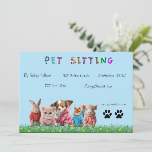 Dog Walker Business Card Einladung (Stehend Vorderseite)
