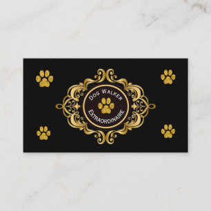 Dog Walker Business Card mit Goldener Paw Print Visitenkarte