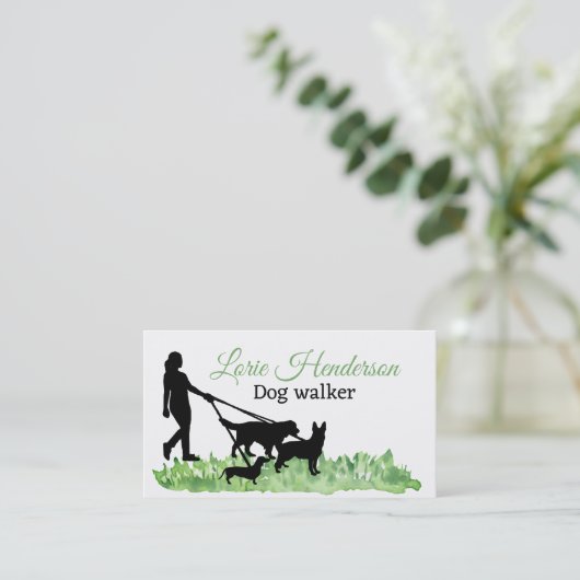 Dog Walker Business Card Visitenkarte (Stehend Vorderseite)