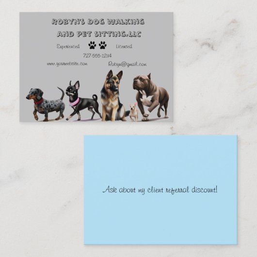 Dog Walker Business Card Visitenkarte (Vorne/Hinten)