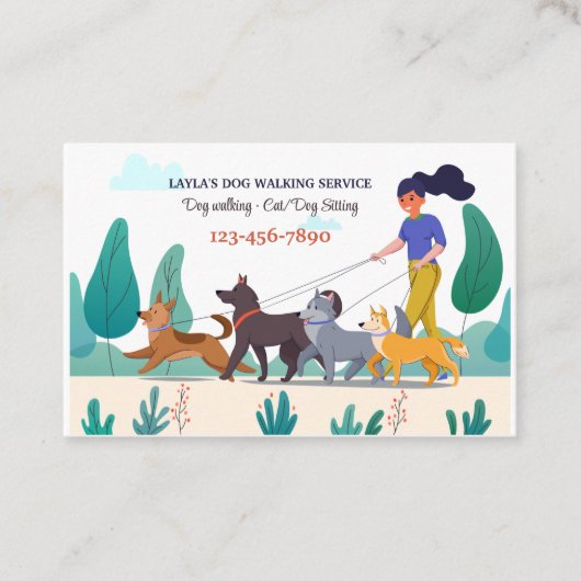Dog Walker Business Card Visitenkarte (Vorderseite)