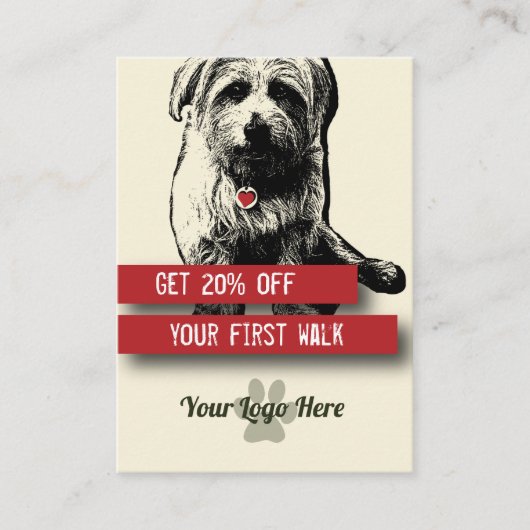 Dog Walker Business Cards - Personalisieren Sie de Visitenkarte (Vorderseite)