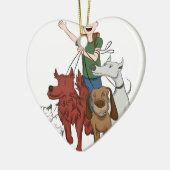Dog Walker Cartoon Keramik Ornament (Links)