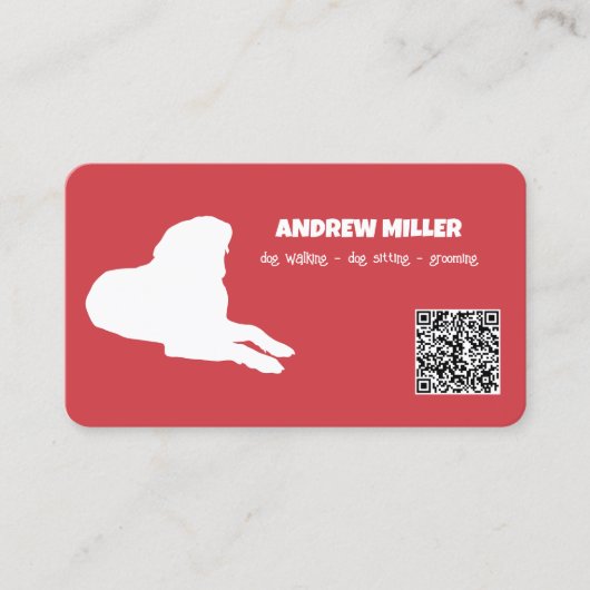 Dog Walker Custom QR (Red. Visitenkarte (Vorderseite)