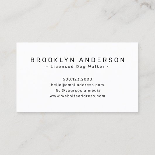 Dog Walker Fotografen Visitenkarte (Rückseite)