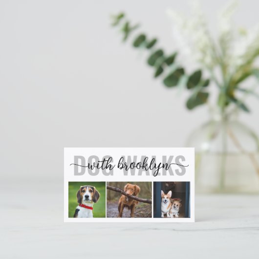 Dog Walker Fotografen Visitenkarte (Stehend Vorderseite)