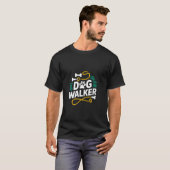 Dog Walker Fun Paw Knochen Leash T-Shirt (Vorne ganz)