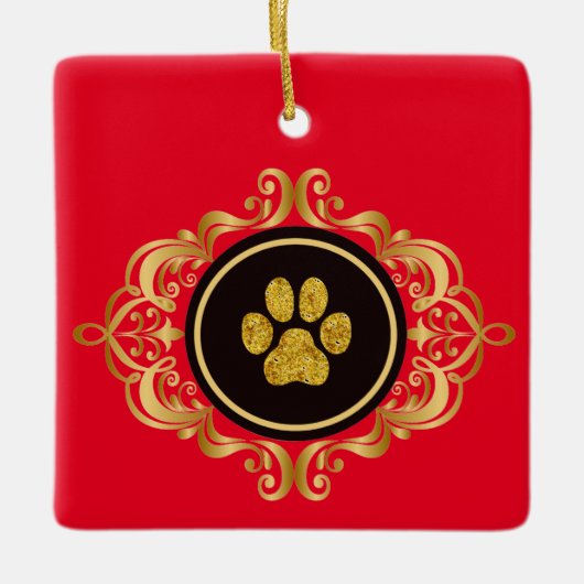 Dog Walker Gold Paw Print Ornament (Vorderseite)