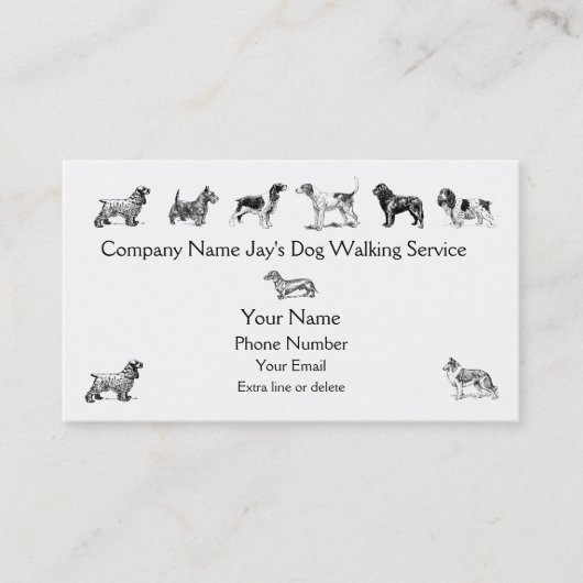 Dog Walker Groomer Pet Care Service Custom Company Visitenkarte (Vorderseite)