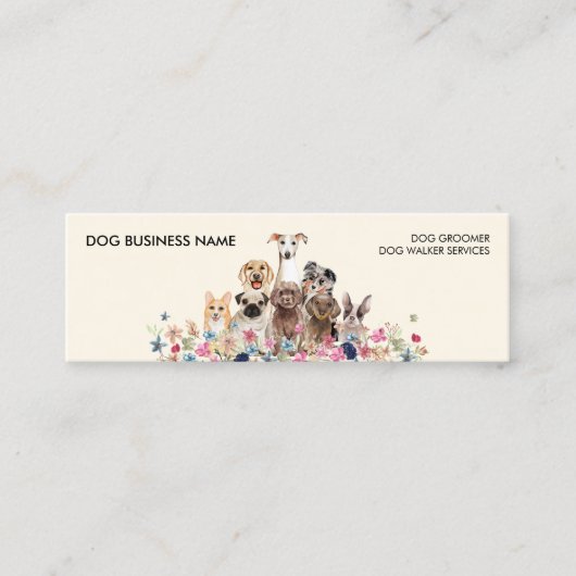 Dog Walker Groomer petcare Mini Visitenkarte (Vorderseite)