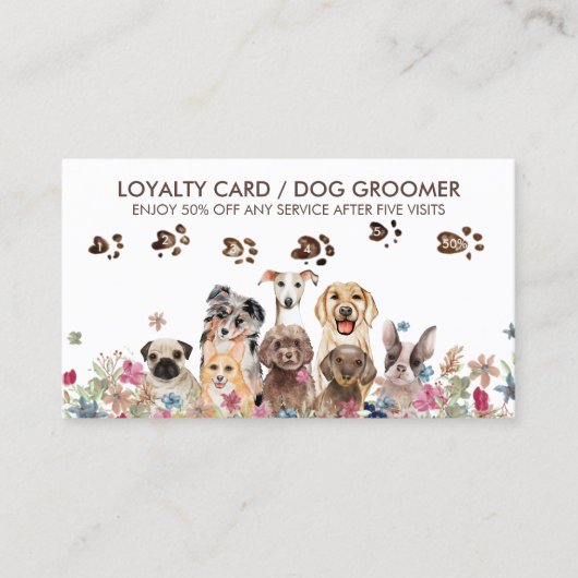 Dog Walker Grooming Petsitter Cute Loyalty Visitenkarte (Vorderseite)