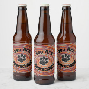 Dog Walker Groovy Paw Print farbenfrohe Sitzgelege Bierflaschenetikett