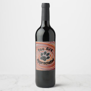 Dog Walker Groovy Paw Print farbenfrohe Sitzgelege Weinetikett