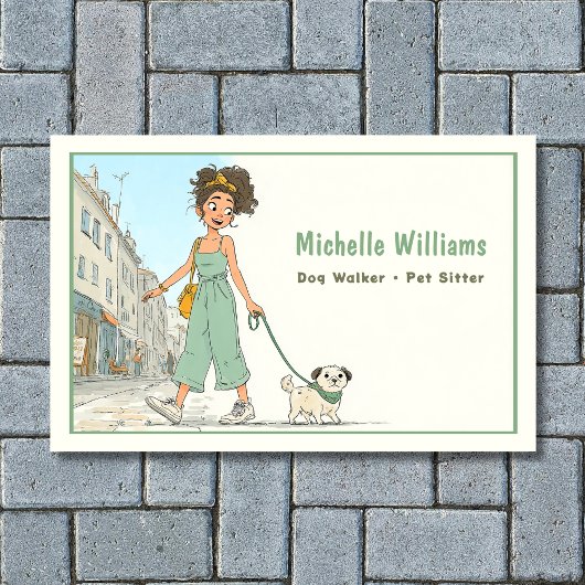 Dog Walker | Haustier-Sitter | Girl Walking Dog Visitenkarte