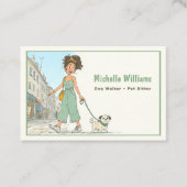 Dog Walker | Haustier-Sitter | Girl Walking Dog Visitenkarte (Vorderseite)