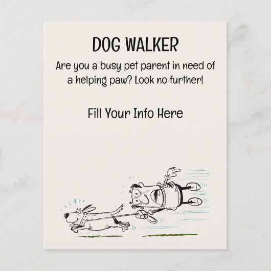 Dog Walker lustig und einnehmend Cartoon Flyer (Vorne)