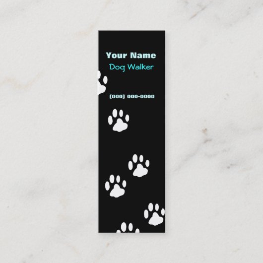 Dog Walker Mini Business Card Mini Visitenkarte (Vorderseite)