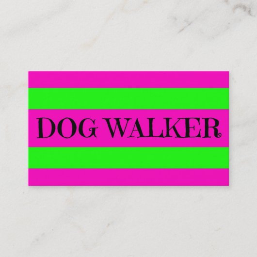 Dog Walker Neon Green und Hot Pink Visitenkarte (Vorderseite)