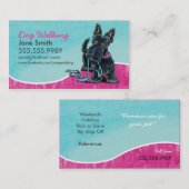 Dog Walker Niedlich Scottie Sky Blue Visitenkarte (Vorne/Hinten)