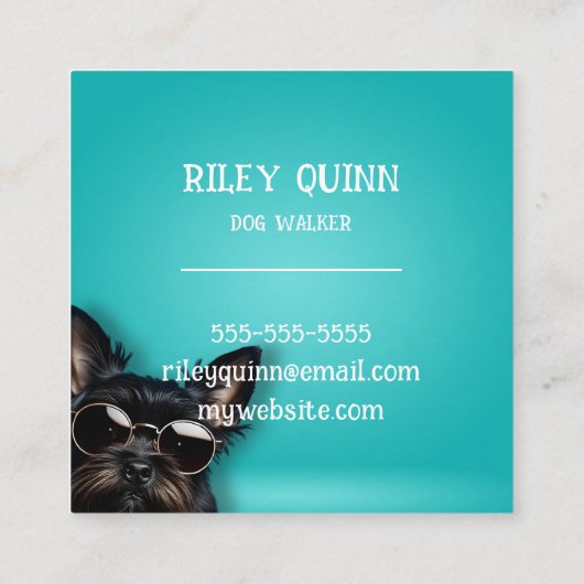Dog Walker Paw Print Border Quadratische Visitenkarte (Rückseite)