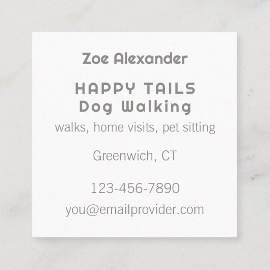 Dog Walker Paw Print Circle Modernes Blush Pink Quadratische Visitenkarte (Rückseite)