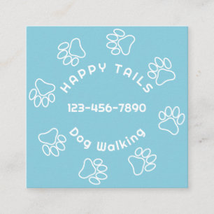 Dog Walker Paw Print Circle Summer Sky Blue Quadratische Visitenkarte