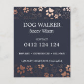 Dog Walker Paw Print Pattern Business Flyer (Vorne)