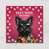 Dog Walker Pawprint Border Quadratische Visitenkarte (Vorderseite)