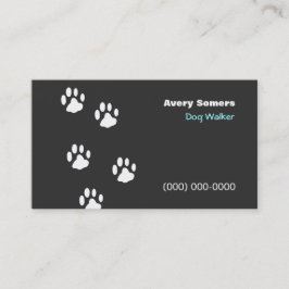 Dog Walker Paws Black Business Card Visitenkarte