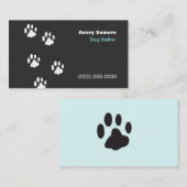 Dog Walker Paws Black Business Card Visitenkarte (Vorne/Hinten)