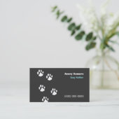 Dog Walker Paws Black Business Card Visitenkarte (Stehend Vorderseite)