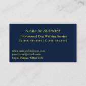 Dog Walker Paws Navy Yellow Business Card Visitenkarte (Rückseite)