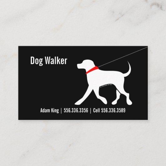 Dog Walker Pet Business Labrador Moderner Schwarz Visitenkarte (Vorderseite)