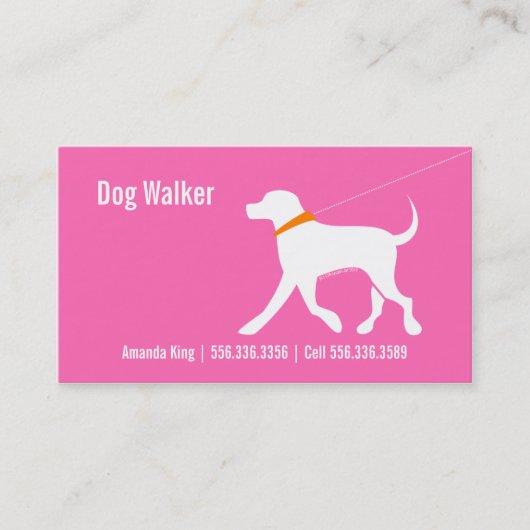 Dog Walker Pet Business Labrador Modernes Rosa Visitenkarte (Vorderseite)