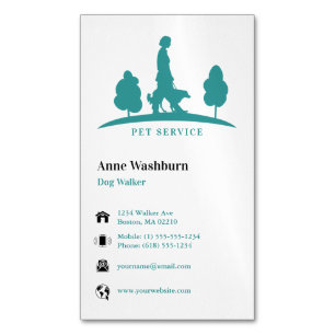 Dog Walker   Pet Care Aqua Business Card Magnetische Visitenkarte