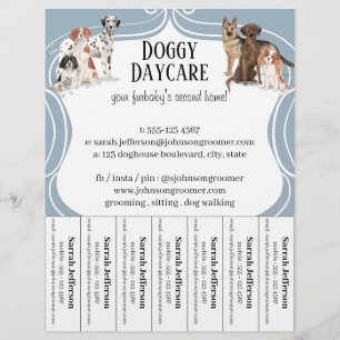 Dog Walker Pet Sitter Aquarellfarbe blau Flyer