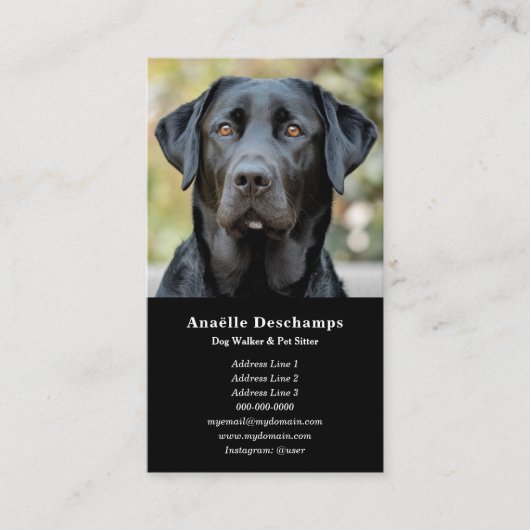 Dog Walker Pet Sitter Benutzerdefiniertes Foto Sch Visitenkarte (Vorderseite)
