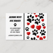 Dog Walker Pet Sitter Fun Pad und Herz Visitenkarte (Vorderseite)