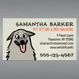 Dog Walker Pet Sitter Funny Fluffy Hund Magnetische Visitenkarte