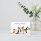 Dog Walker Pet Sitter Groomer Wasserfarbe QR Code Visitenkarte (Stehend Vorderseite)