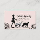 Dog Walker Pet Sitter Mädchen Wanderhunde Rosa Ros Visitenkarte (Vorderseite)