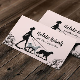 Dog Walker Pet Sitter Mädchen Wanderhunde Rosa Ros Visitenkarte