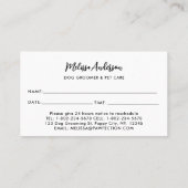 Dog Walker Pet Sitter Niedliche Welpenarbeitsfirma Terminkarte (Rückseite)